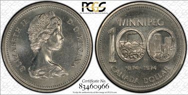 1974 $1 Double Yoke MS66