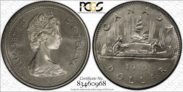 1975 $1 Voyageur Attached Jewels MS65