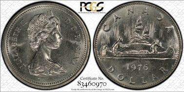 1976 $1 Voyageur Attached Jewels MS66