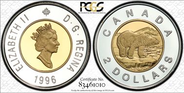 1996 $2 Piedfort Ag PR69DCAM