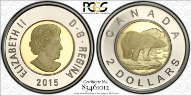 2015 $2 CuNi/Brass PR69DCAM