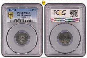 1947-D 5 Pfg J-374 MS65