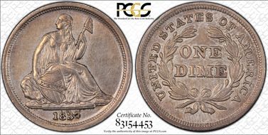 1837 10C Seated, Small Date N1