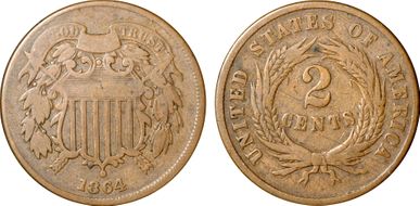 1864 2C Large Motto F15BN