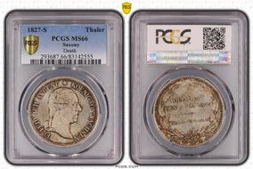 1827-S Thaler KM-1111.1 Dav-863 Death MS66