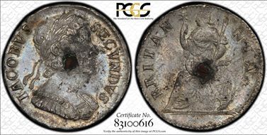1685 1/4D S-3420 Tin James II MS60