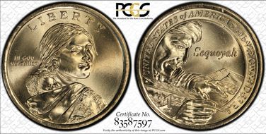 2017-P $1 Native American, Position B MS65