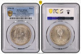 1936-M Peso Murphy-Quezon MS66