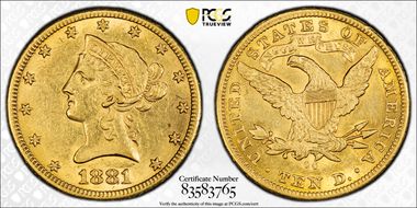 1881-CC $10 AU58