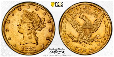 1881-CC $10 AU58