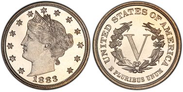 1883 5C No CENTS PR67CAM