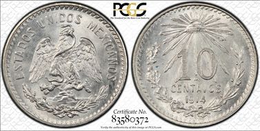 1914-M 10C KM-428  Ag MS66