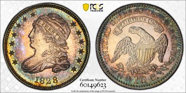 1828 10C Small Date MS63
