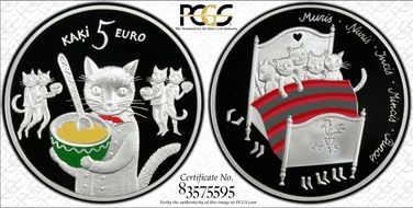 2015 € 5 Pieci Kaki PR70DCAM