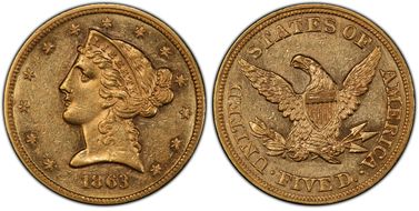 1863 $5 MS60