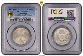 1953(m) Florin Small Rev. Denticles KM-54  Ag MS64