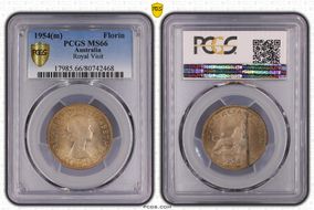 1954(m) Florin Royal Visit KM-55  Ag MS66