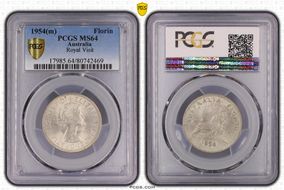 1954(m) Florin Royal Visit KM-55  Ag MS64