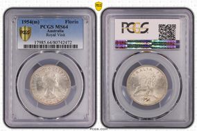 1954(m) Florin Royal Visit KM-55  Ag MS64