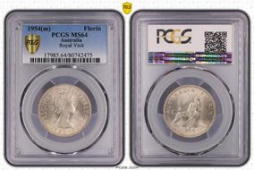 1954(m) Florin Royal Visit KM-55  Ag MS64