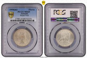 1954(m) Florin Royal Visit KM-55  Ag MS65