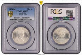 1954(m) Florin Royal Visit KM-55  Ag MS63