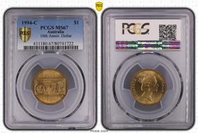 1994-C $1 10th Anniv. Dollar MS67