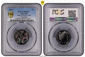 2014 $1 Mob of Roos CuNi  Colorized MS68