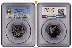 2014 $1 Mob of Roos CuNi  Colorized MS69