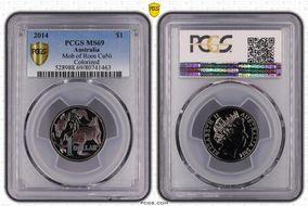 2014 $1 Mob of Roos CuNi  Colorized MS69