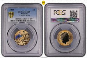 2014 $1 Cuckoo Wasp Colorized MS68