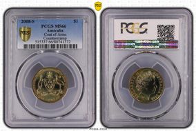 2008-S $1 Coat of Arms Counterstamp MS66