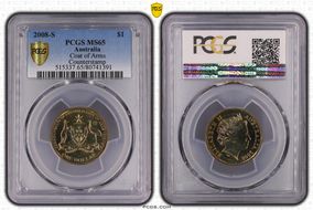 2008-S $1 Coat of Arms Counterstamp MS65