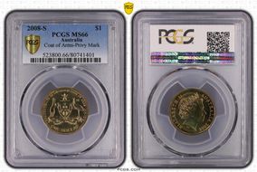 2008-S $1 Coat of Arms-Privy Mark MS66