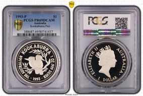 1993-P $1 Kookaburra Ag PR69DCAM
