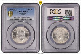 1951(m) Florin Jubilee KM-47  Ag MS63