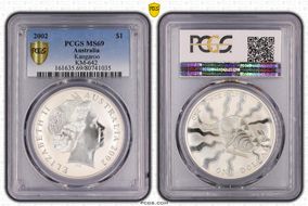 2002 $1 Kangaroo-Aboriginal Design MS69