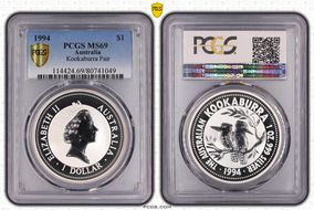 1994 $1 Kookaburra Ag MS69