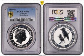 1999-P100 $1 Kookaburra Ag MS66