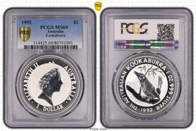 1992 $1 Kookaburra Ag MS69