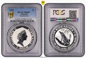 1992 $1 Kookaburra Ag MS69