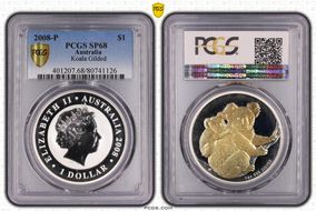 2008-P $1 Koala Ag Gilt SP68