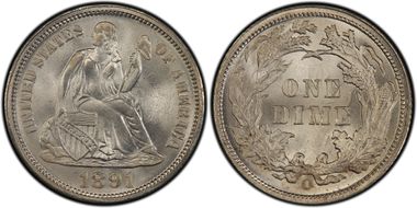 1891-O 10C MS67