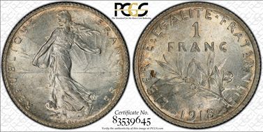 1918 1 Fr Gad-467 F-217 MS62