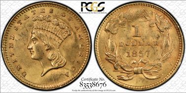 1857 G$1 MS62