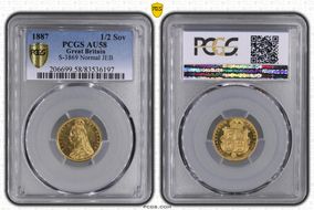 1887 1/2 Sov S-3869 Normal JEB AU58