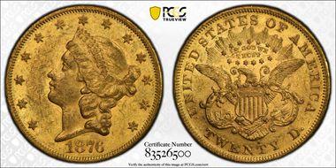 1876-S $20 AU58