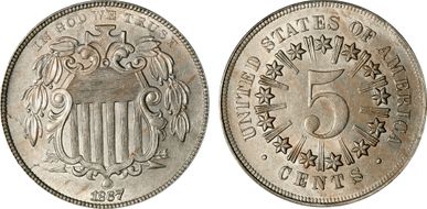 1867 5C Rays MS63