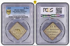 "1849" "20 Bai" X-12 French Siege Fantasy Billon MS62