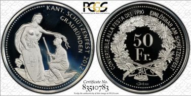 2012  50 Fr Graubünden Haberling-87a TRIO Ag RE PR67DCAM